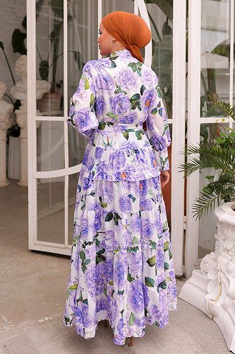 moda selvim Dress 23120JNF844 Lilac - Thumbnail