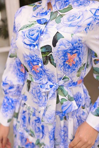 moda selvim Dress 23120JNF844 Saxe - Thumbnail