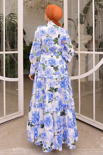 moda selvim Dress 23120JNF844 Saxe - Thumbnail