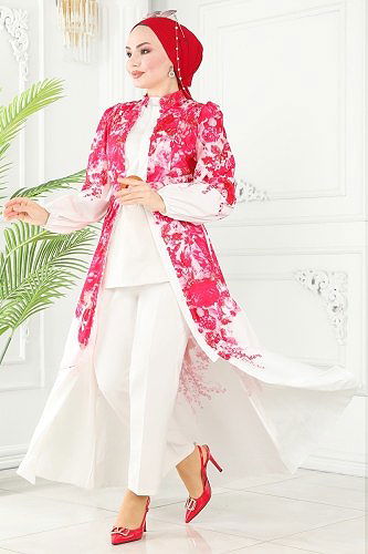 moda selvim Dress 23141JNF844 Fuchsia - Thumbnail