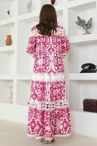 moda selvim Dress 23177JNF844 Fuchsia - Thumbnail