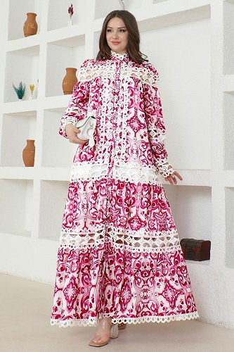 moda selvim Dress 23177JNF844 Fuchsia - Thumbnail