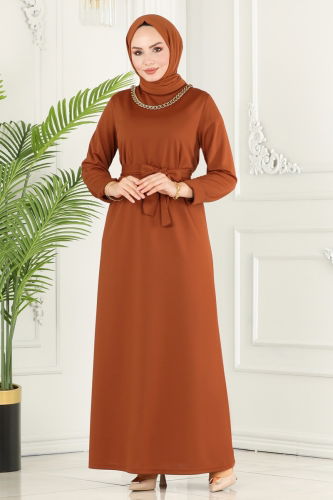 moda selvim Dress 231DVL817 Tan - Thumbnail