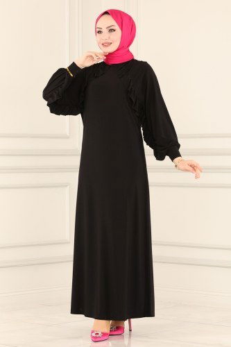 moda selvim Dress 23220IL468 Black - Thumbnail