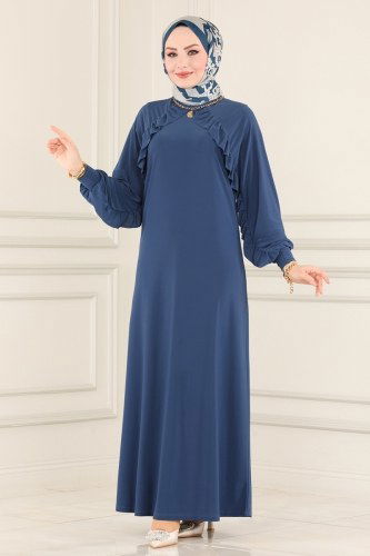 moda selvim 23220IL468 ياقوتي فستان - Thumbnail