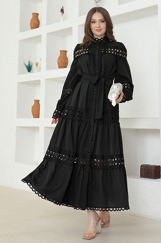 moda selvim Dress 2323JNF844 Black - Thumbnail