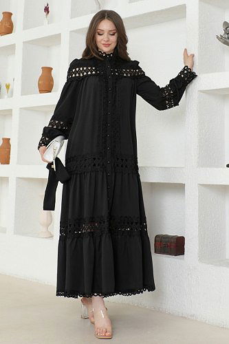 moda selvim Dress 2323JNF844 Black - Thumbnail