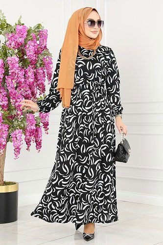 moda selvim Dress 232DVL817 Black - Thumbnail