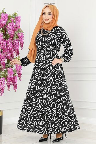 moda selvim Dress 232DVL817 Black - Thumbnail