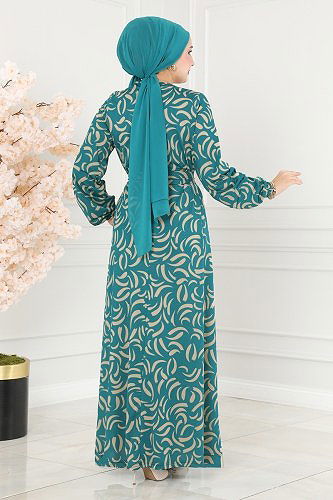 moda selvim Dress 232DVL817 Petroleum - Thumbnail