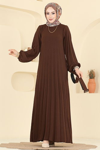 moda selvim Dress 2340MSZ1172 Brown - Thumbnail