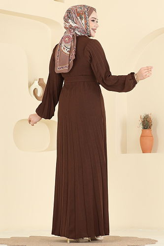 moda selvim Dress 2340MSZ1172 Brown - Thumbnail