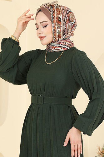 moda selvim Dress 2340MSZ1172 Khaki - Thumbnail