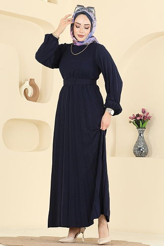 moda selvim Dress 2340MSZ1172 Navy Blue - Thumbnail