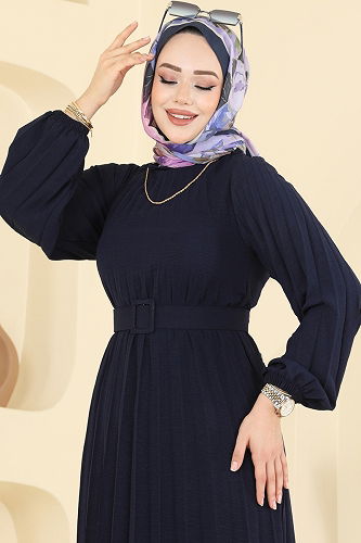 moda selvim Dress 2340MSZ1172 Navy Blue - Thumbnail