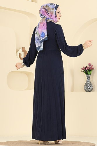moda selvim Dress 2340MSZ1172 Navy Blue - Thumbnail