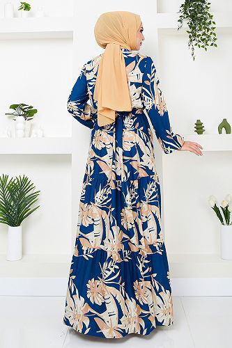 moda selvim الفستان بترولي 2351BGS895-M - Thumbnail