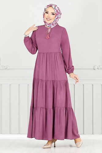 moda selvim Dress 2352BGS895-M Dark Rose Dusky - Thumbnail