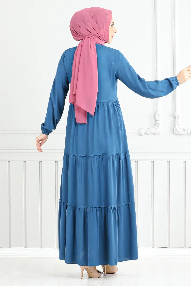 moda selvim الفستان بترولي 2352BGS895-M - Thumbnail