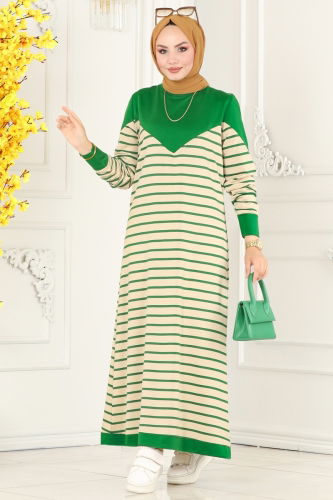 moda selvim Dress 236DVL817 Benetton Green - Thumbnail