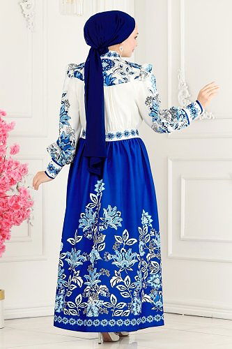 moda selvim Dress 2392JNF844 Saxe - Thumbnail