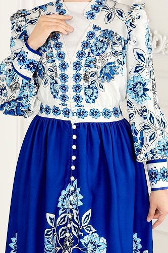 moda selvim Dress 2392JNF844 Saxe - Thumbnail