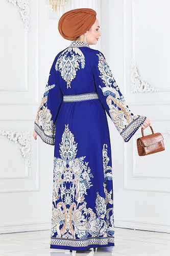 moda selvim Dress 2393JNF844 Saxe - Thumbnail