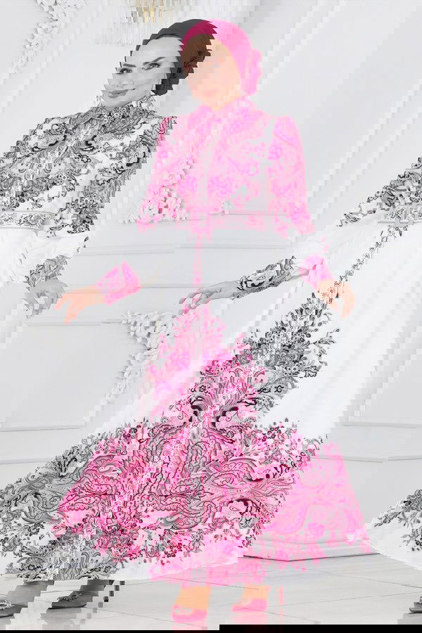 Modaselvim NET 20%+20% DISCOUNT IN THE CARD Dress 2394JNF844 Fuchsia&Ecru