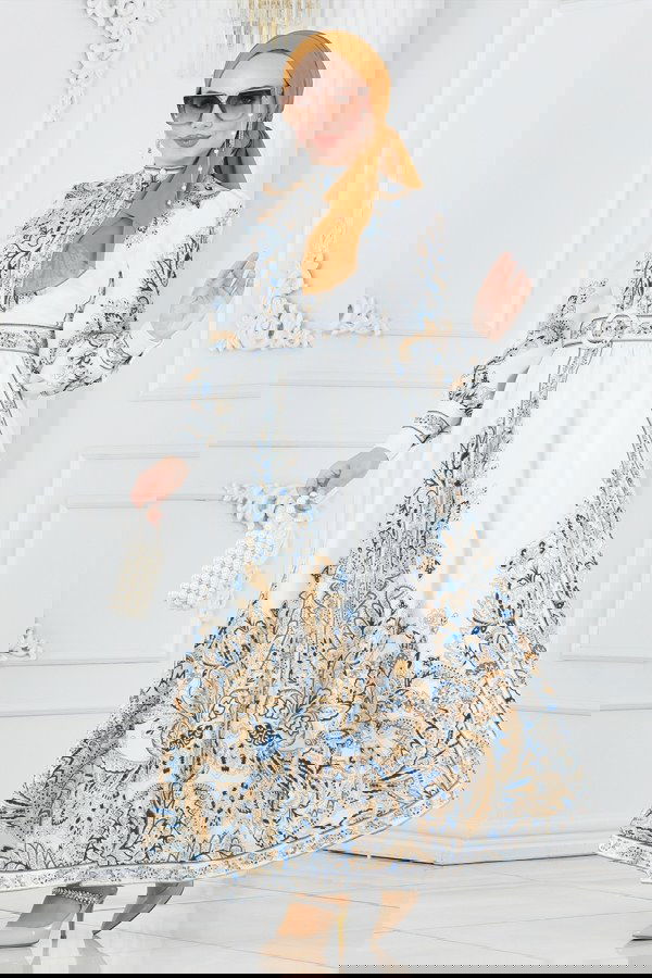 Modaselvim خصم صافٍ20%+20% في سلة التسوق 2397JNF844 لون بيج فاتح فستان