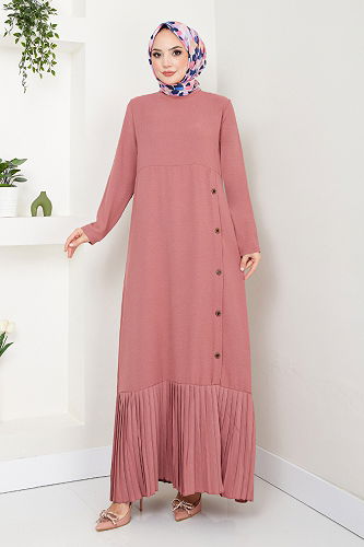 moda selvim الفستان وردي 2398HBS932-M - Thumbnail