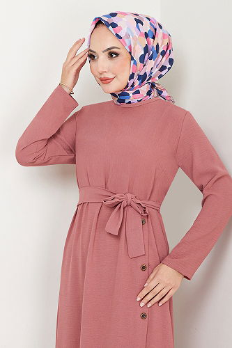 moda selvim الفستان وردي 2398HBS932-M - Thumbnail