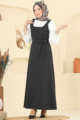 moda selvim DRESS 24001UKB139 Black - Thumbnail