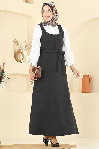 moda selvim فستان بلا اكمام أسود 24001UKB139 - Thumbnail