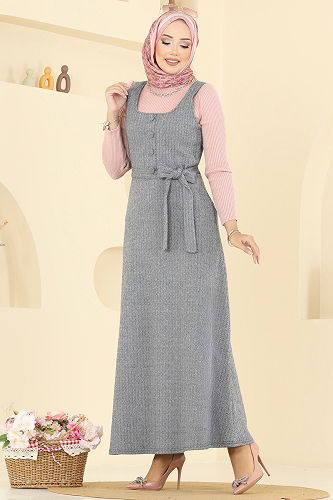 moda selvim DRESS 24001UKB139 Gray - Thumbnail