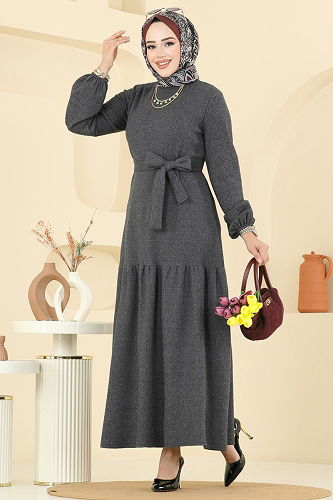 moda selvim Dress 24002UKB139 Anthracite - Thumbnail