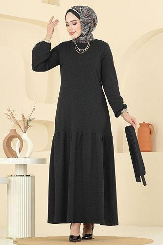 moda selvim Dress 24002UKB139 Black - Thumbnail