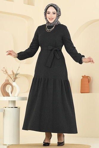 moda selvim الفستان أسود 24002UKB139 - Thumbnail