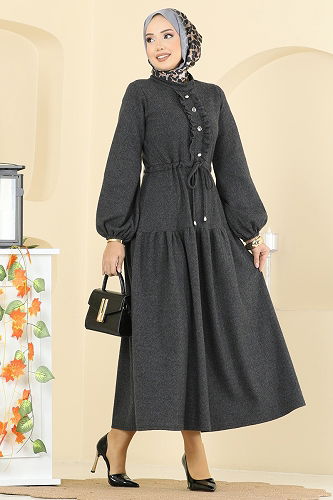 moda selvim Dress 24004UKB139 Anthracite - Thumbnail