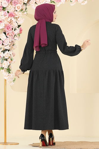 moda selvim Dress 24004UKB139 Black - Thumbnail