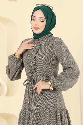 moda selvim الفستان بيج 24004UKB139 - Thumbnail