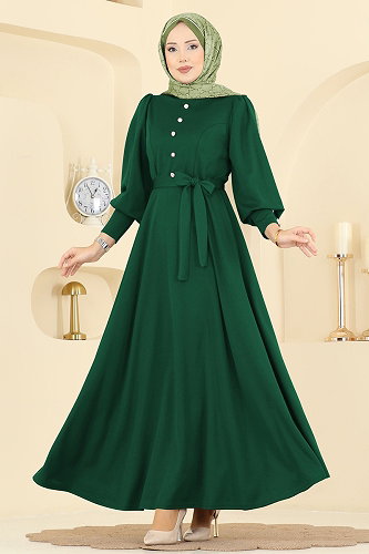 moda selvim Dress 24007UKB139 Emerald - Thumbnail