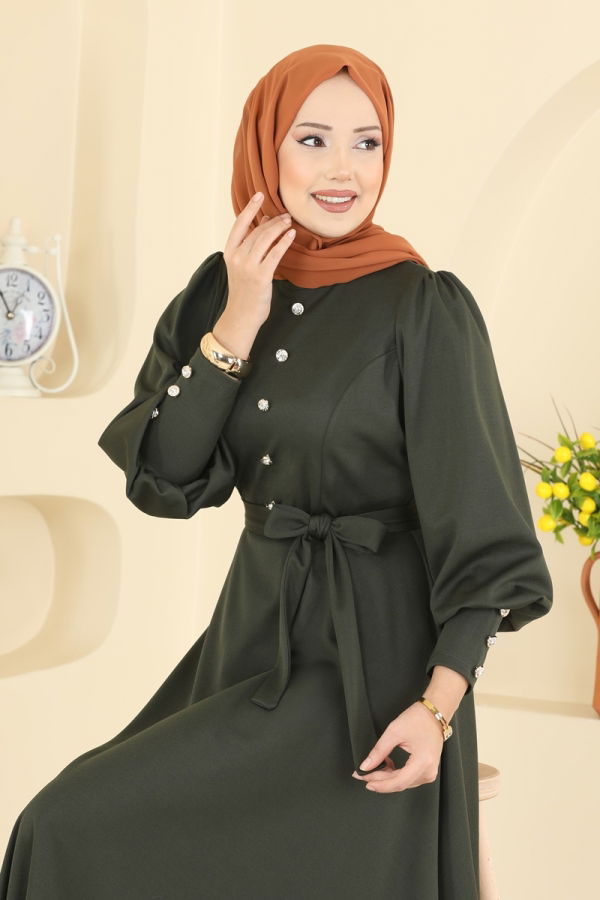 Modaselvim الفساتين الفستان اخضر عفني 24007UKB139