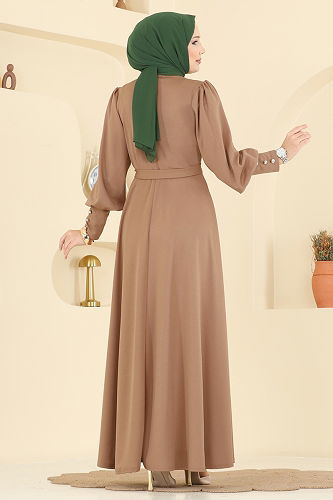 moda selvim الفستان بيج 24007UKB139 - Thumbnail