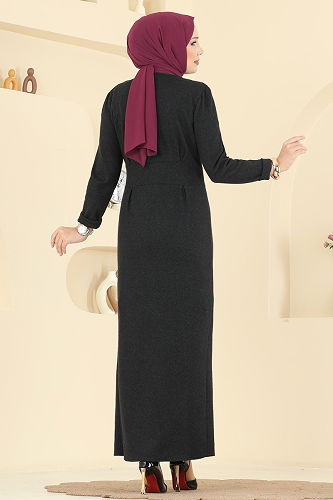 moda selvim Dress 24008UKB139 Black - Thumbnail