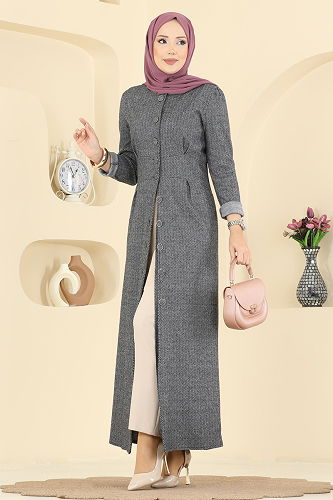 moda selvim Dress 24008UKB139 Gray - Thumbnail
