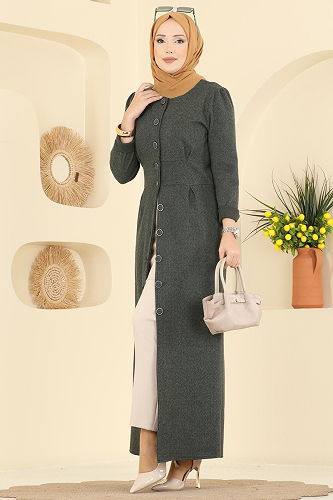 moda selvim Dress 24008UKB139 Khaki - Thumbnail