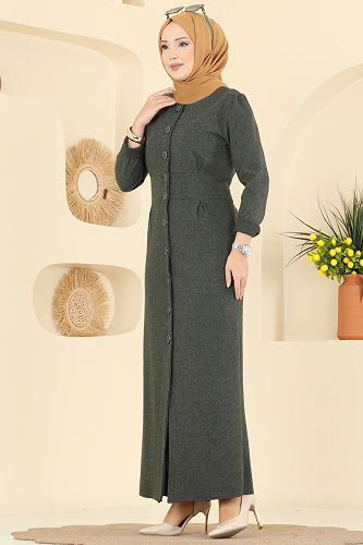 moda selvim Dress 24008UKB139 Khaki - Thumbnail