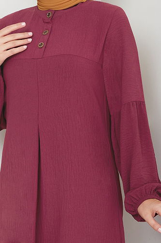 moda selvim Dress 2400HBS932-M Burgundy - Thumbnail