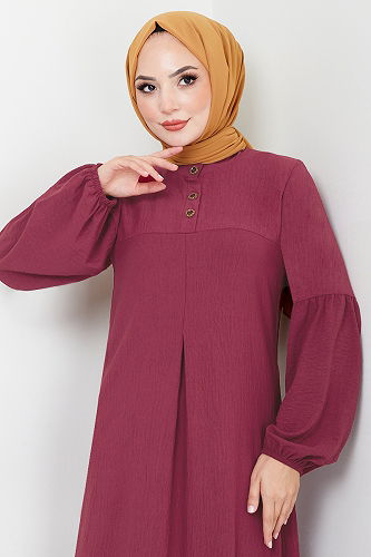 moda selvim الفستان خمري 2400HBS932-M - Thumbnail