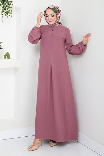 moda selvim الفستان وردي غامق 2400HBS932-M - Thumbnail